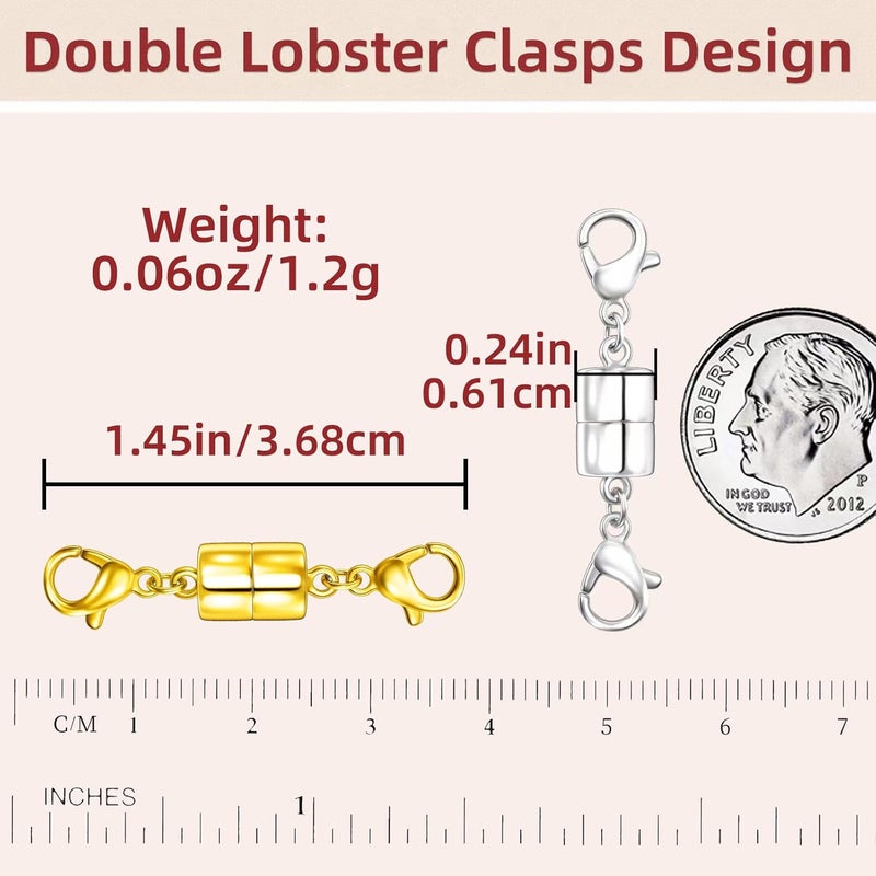 OHINGLT Magnetic Necklace Clasps and Closures with Double Lobster, Extra Strong Bracelet & Necklace Extender for Women, Magnet Jewelry Clasp Converter for Seniors - Image 2